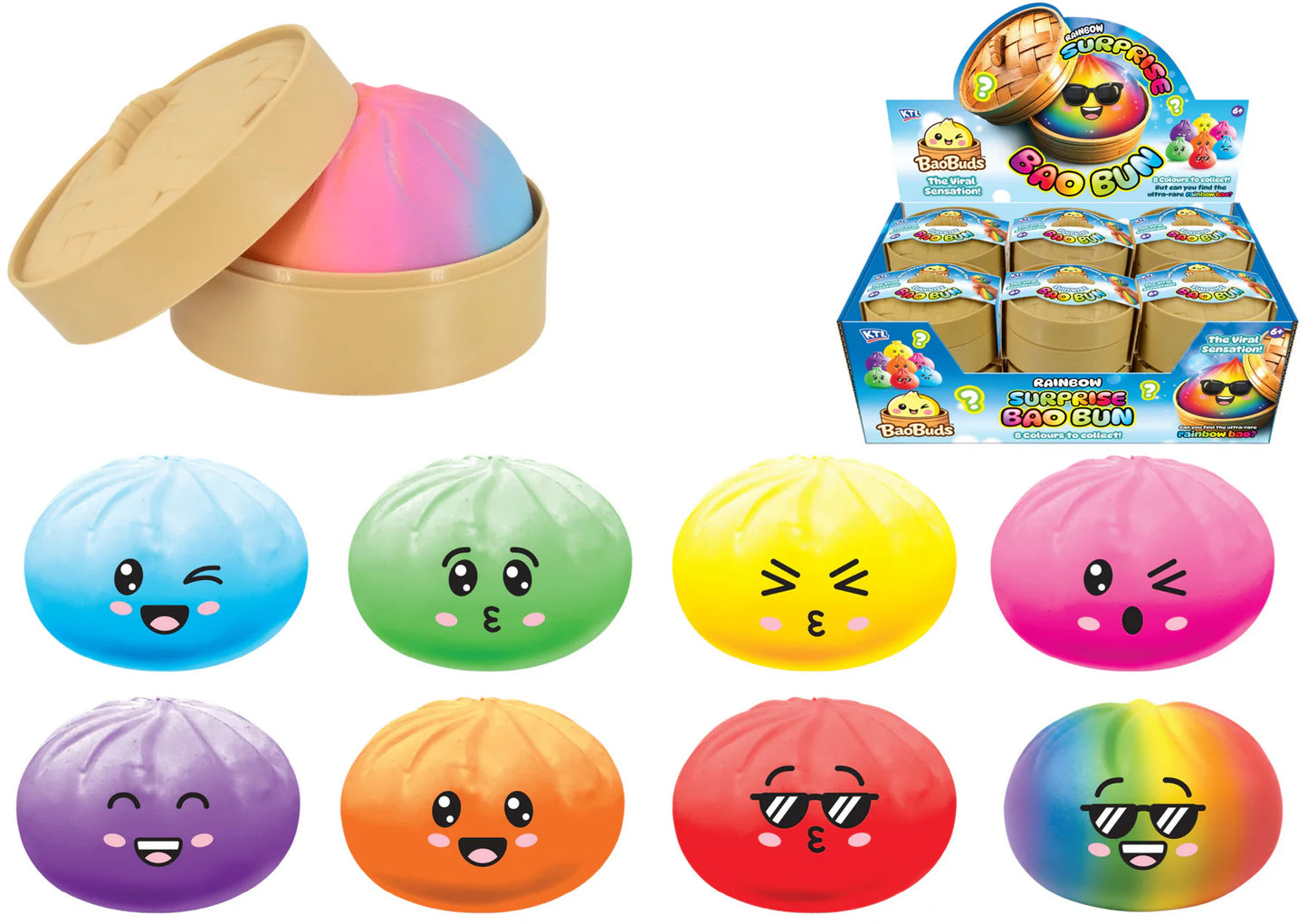 Rainbow Surprise Bao Bun Dumpling by KTL - Squishy Viral Sensory Mystery Toy 8.5cm