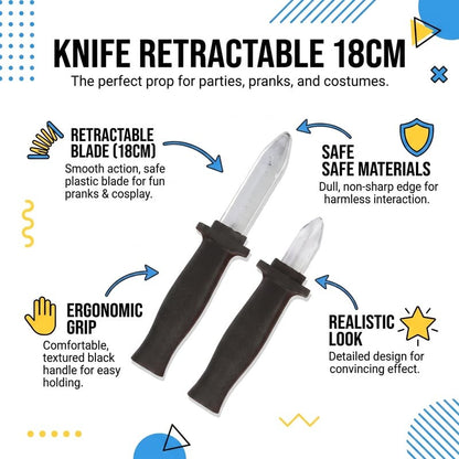 Joke Retractable Knife - 18cm Trick Dagger