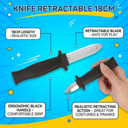Joke Retractable Knife - 18cm Trick Dagger