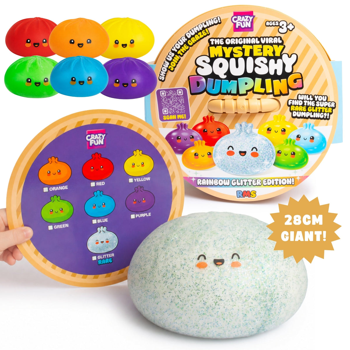 RMS MEGA JUMBO 28cm Mystery Squishy Dumpling - Rainbow Glitter Edition - DELIVERY FROM 2ND NOVEMBER
